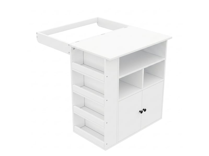  Commode à langer 2 en 1, 82x50x100 cm, meuble à langer avec rangements, mdf, blanc, sans matelas à langer  - Conforama R