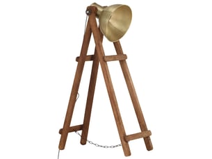 Lampadaire salon, lampe sur pied laiton e27 bois de manguier massif