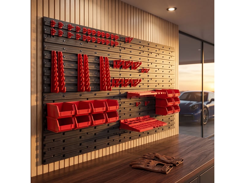  Peg large - porte-outils d'atelier à 6 panneaux perforés, support mural en métal noir pour 98 outils (98 pièces),  - Conforama B