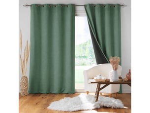 Lot de 2 rideaux à œillets 140 x 260 cm isolants doublure polaire jupiter cèdre