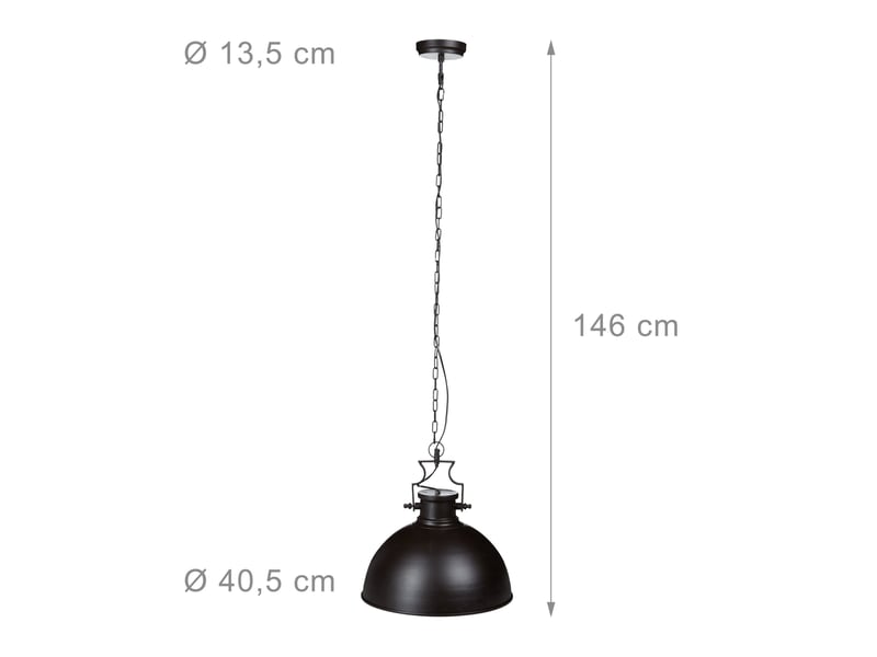  Lampe à suspension design industrielle chic abat-jour cloche 30 x 30 x 25 cm en métal brun 13_0003244  - Conforama B