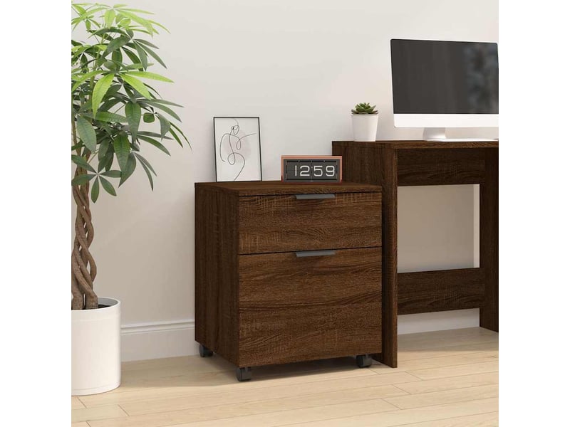  Caisson de bureau, classeur mobile avec roues chêne marron 45x38x54 cm bois  - Conforama B