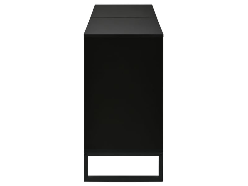 Buffet 4 portes battantes bahut espace de rangement étagères réglables en hauteur façade rainurée verticale corps noir - Conforama C