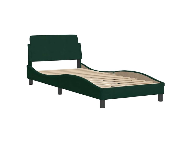  Lit simple- lit adulte -  cadre de lit dover vert foncé 90x190 cm velours  - Conforama B