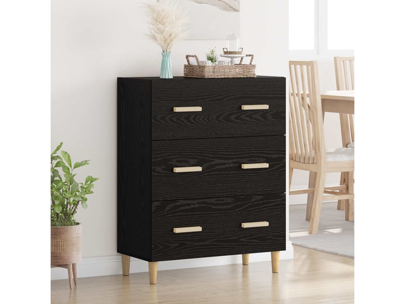  Buffet - bahut - meuble de rangement chêne noir 69,5 x 34 x 90 cm bois d'ingénierie  - Conforama B