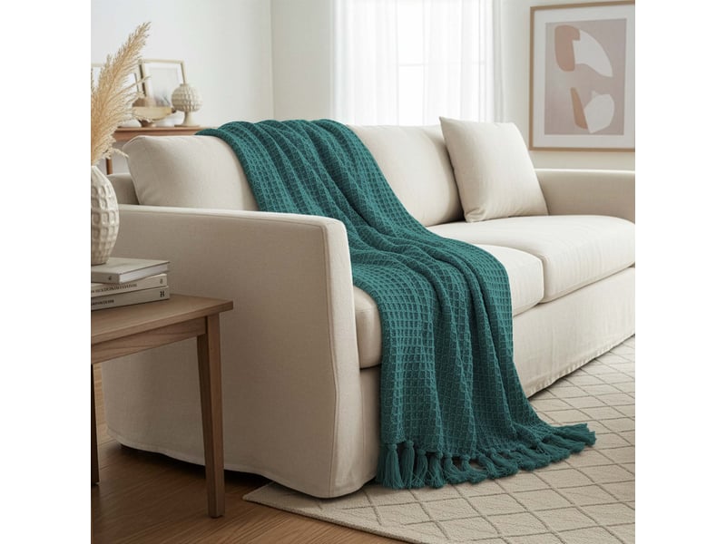  Plaid en coton 140x200 cm nael vert, par soleil d'ocre  - Conforama A