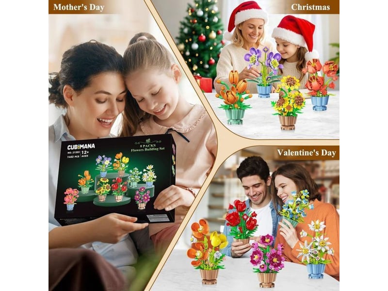  Jeu de construction diy fleurs miniatures 9 modèles 1462 pièces 151498_AAAWF84594_6_DROPFR - Conforama E