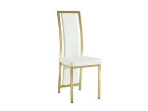 Lot de 4 chaises de salle à manger blanches avec bordure dorée, hauteur de 109 cm, cuir pu et métal