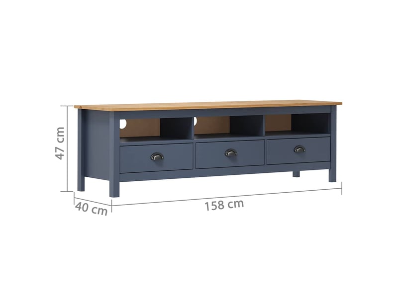 Meuble tv - banc tv - meuble de rangement hill range gris 158x40x47 cm bois de pin solide  - Conforama D