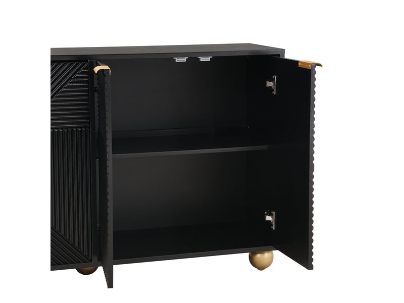  Buffet 4 portes avec rangement réglable pour salon en mdf 120×35×71,5 cm noir  - Conforama D
