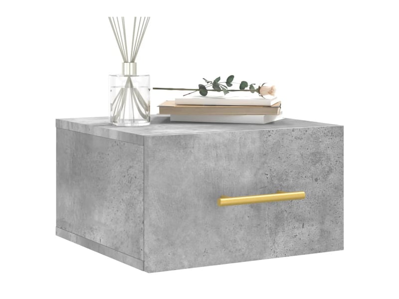  Table de chevet - cabinet de chevet - table de nuit murale gris béton 35x35x20 cm  - Conforama B