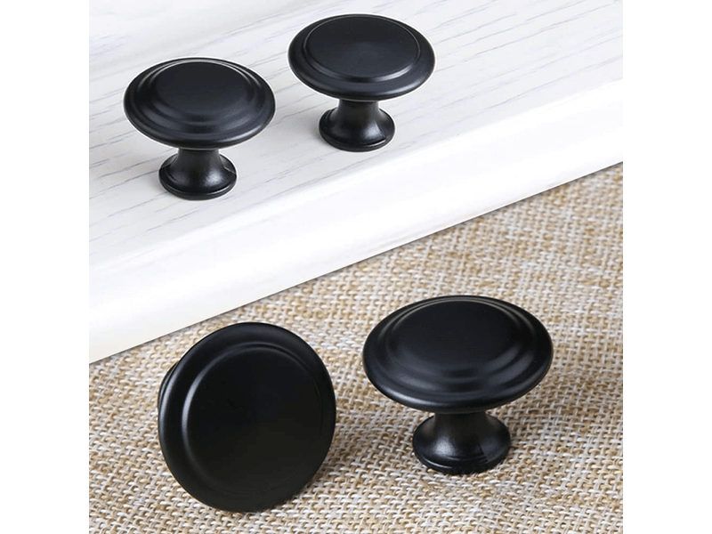  20 poignées de tiroir de porte noir mat, poignées pour meubles de 26 mm, boutons ronds à trou unique pour tiroir  - Conforama D