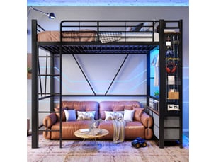 Lit mezzanine 90x200 cm OKWISH coloris noir