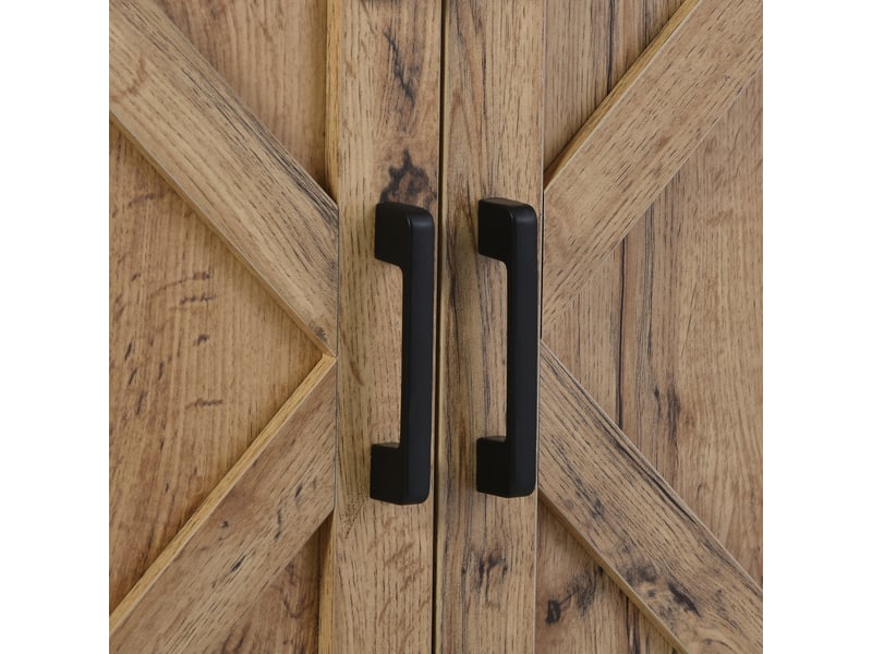  Meuble tv vintage brun 150x40x60 cm - 2 portes coulissantes, étagères réglables - style campagne moderne  - Conforama E