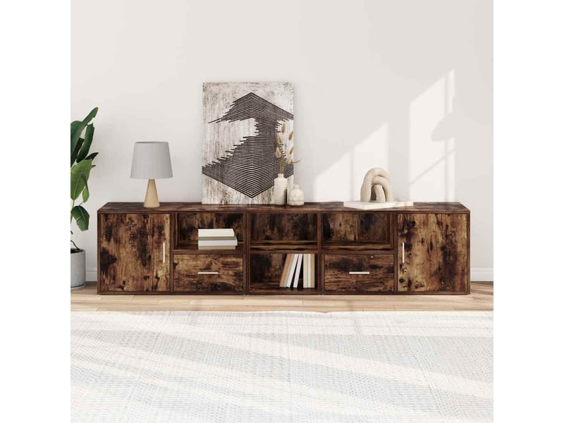  Armoire d'angle, armoire de rangement chêne fumé 200x40x45 cm bois d'ingénierie  - Conforama C