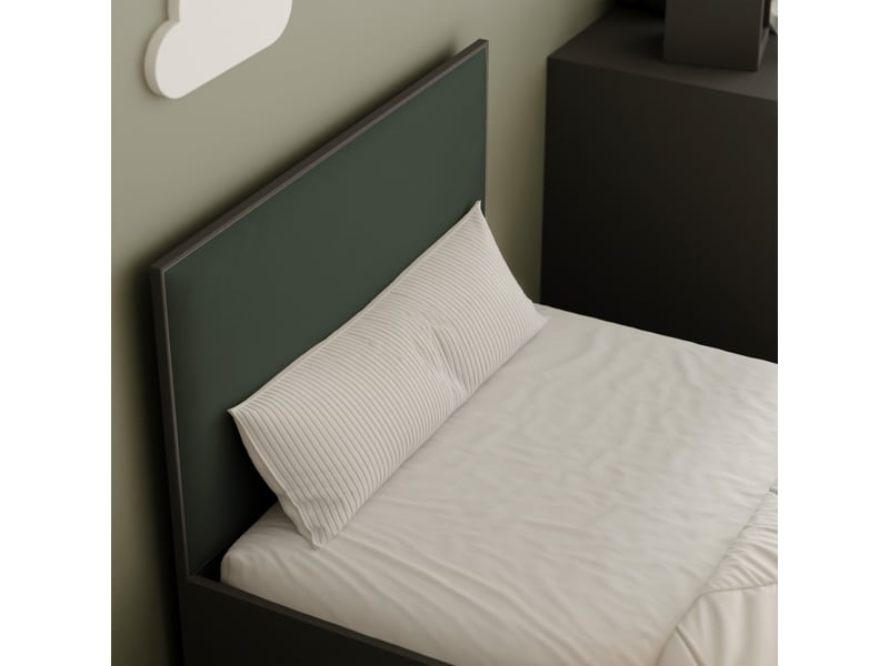  Lit coffre sashi - 90x200 cm - avec matelas - tissu velours - noir vert SASHI - Conforama D