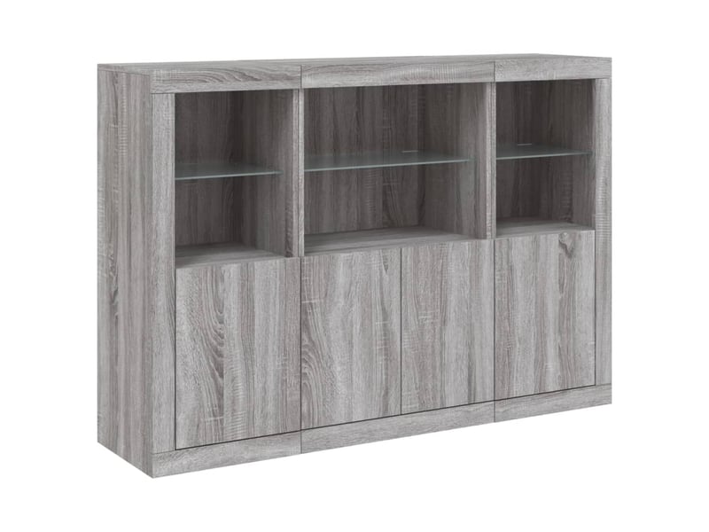  Buffets avec lumières led 3 pcs - bahut - meuble de rangement sonoma gris bois d'ingénierie  - Conforama E