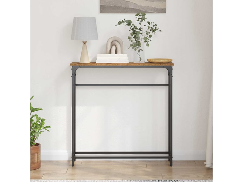  Table console - table d'appoint - table d' entrée bois ancien 75 x 19,5 x 75 cm bois d'ingénierie  - Conforama D