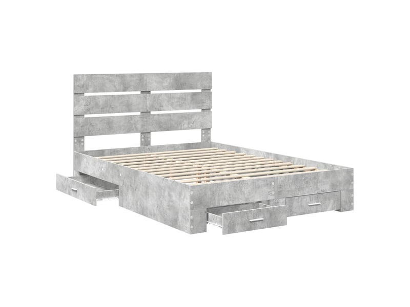  Lit double- lit adulte -  cadre de lit gris béton 150 x 200 cm bois d'ingénierie  - Conforama D