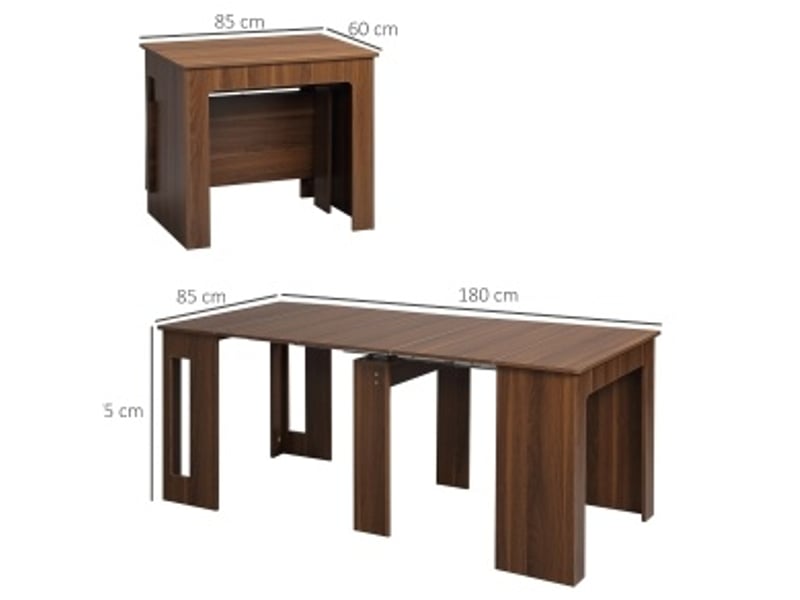 Table de salle à manger extensible pliante avec roulettes, plateau relevable et rangement pour cuisine et salon - Conforama D
