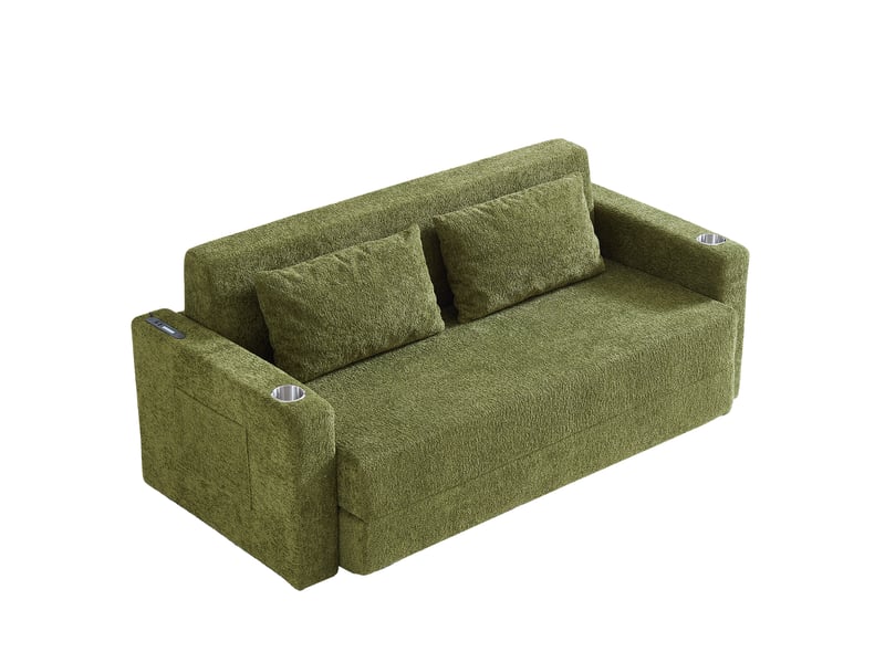  Canapé-lit convertible 2 places modenvie vert en velours avec usb et rangements  - Conforama A