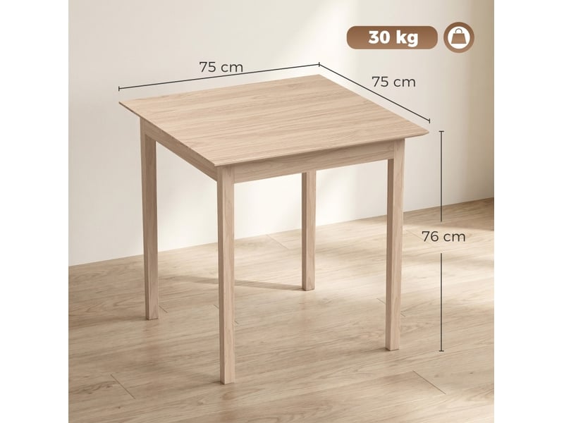  Table de salle à manger carrée 75 x 75 cm en bois de pin, 2 places, style campagne et design moderne pour petits espaces  - Conforama C