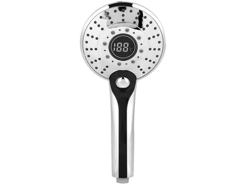  Pommeau de douche led à trois couleurs, écran numérique avec capteur de température, trois modes d’eau, douchette adaptable universelle  - Conforama A