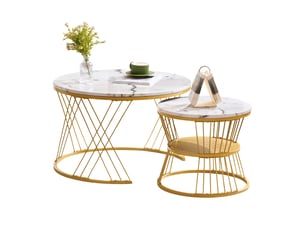 Table basse rond(e) coloris blanc <strong>KORFEE</strong> <strong></strong> - 70 cmx70 cm