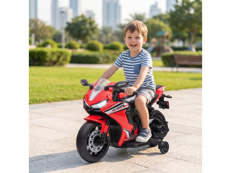  Moto électrique honda sous licence pour enfants, batterie rechargeable 6 v, vitesse de 3 kmh, rouge  - Conforama C