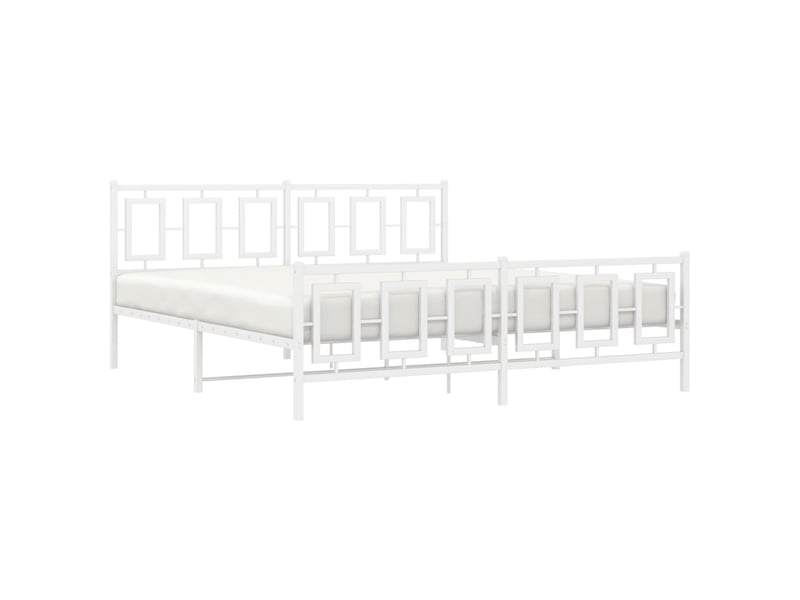 Lit double- lit adulte - cadre de lit métal sans matelas et pied de lit blanc 180x200 cm - Conforama C