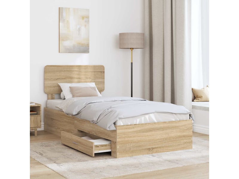  Lit simple- lit adulte -  cadre de lit chêne sonoma 100 x 200 cm bois d'ingénierie  - Conforama B