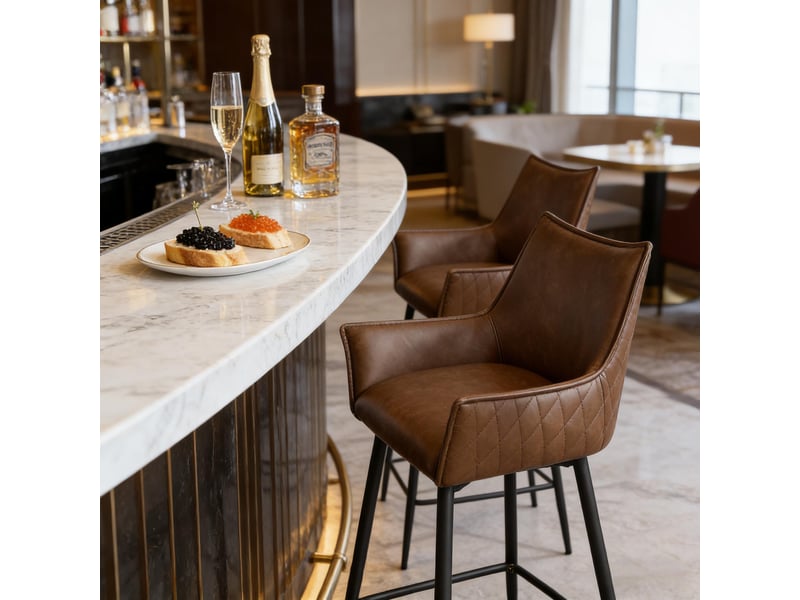  Tabourets de bar élégance lot de 2, design vintage, dossier et accoudoirs courbés, ergonomiques  - Conforama E