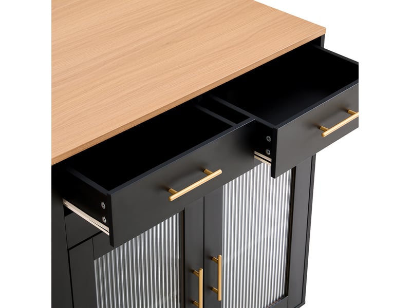  Îlot de cuisine 177x60x89,5 cm extensible panneau de particules noir  - Conforama E