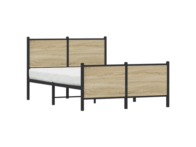  Lit double- lit adulte -  cadre de lit en métal sans matelas chêne sonoma 120x190 cm  - Conforama C