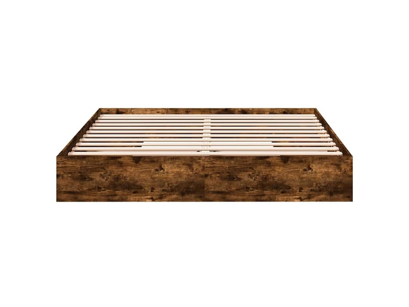 Lit double- lit adulte - cadre de lit avec tiroirs sans matelas chêne fumé 200x200 cm - Conforama C
