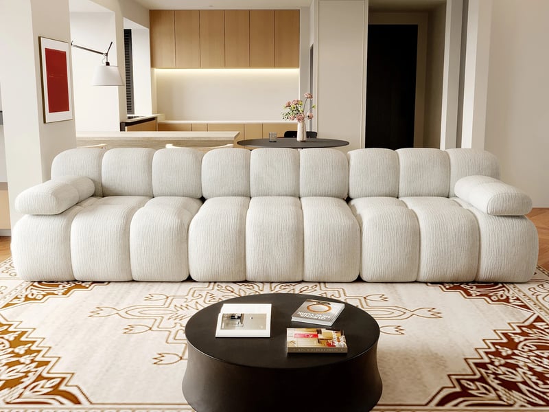Canapé d'angle modulaire,3 places, aucun assemblage requis, pour salon, chambre, appartement,300 x100x 68 cm, blanc - Conforama B
