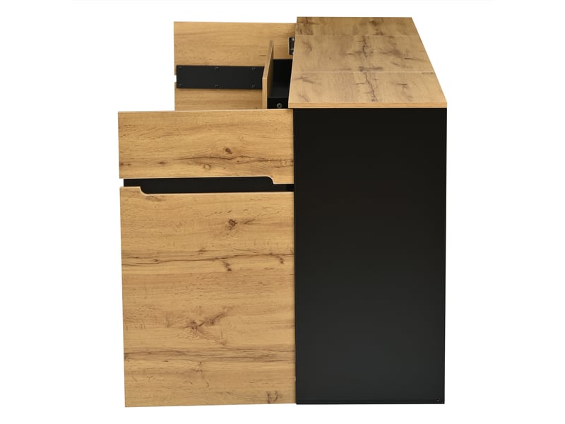 Buffet large 160x40x80 cm, meuble bas étroit idéal couloir, 2 portes et 4 tiroirs pour rangement - Conforama R