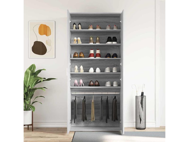  Meuble à chaussure, cabinet à chaussures 80x39x178 cm bois d'ingénierie shl9421  - Conforama D