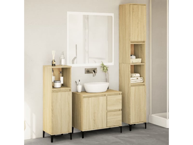  Ensemble de meubles de salle de bain 3 pcs chêne sonoma cf63734  - Conforama B