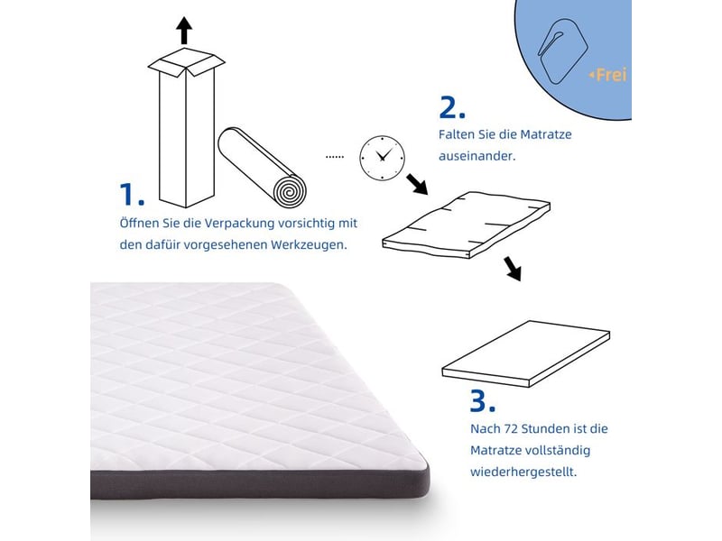  Matelas confortable - 140x200 cm - hauteur 7 cm - blanc+gris - mousse à 7 zones - certification oeko-tex 140x200x7cm - Conforama E