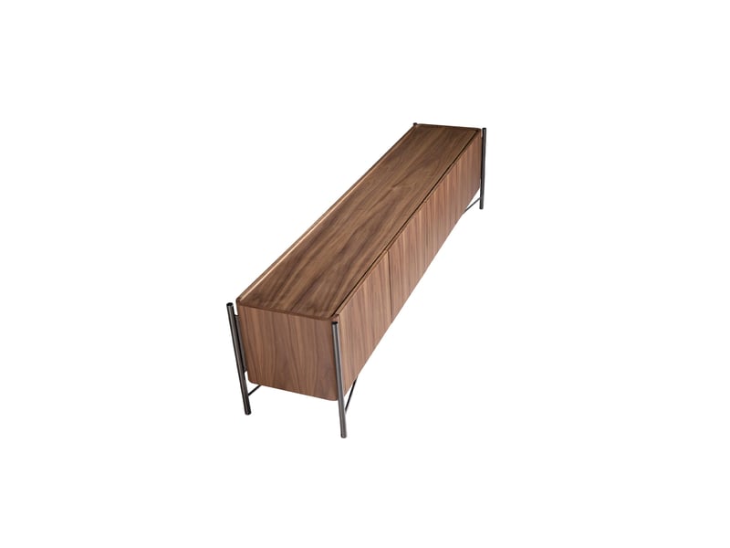 Meuble tv en bois de noyer et acier  - Conforama W