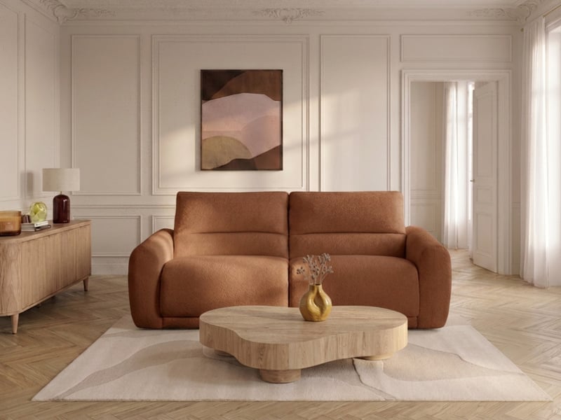 Bobochic canapé droit convertible minorque ouverture express tissu chenille orange 140x200 MINORQUE - Conforama B