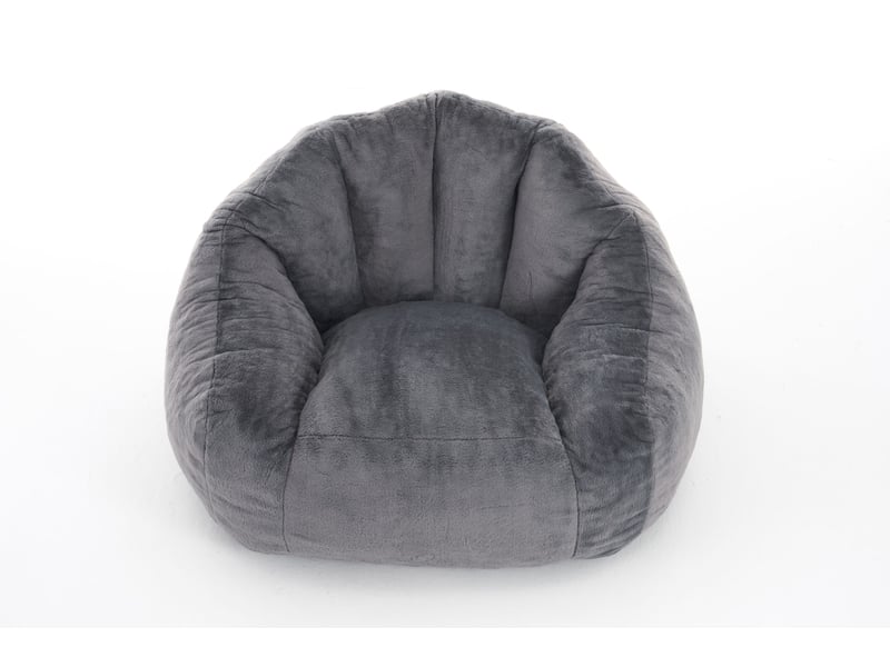 Fauteuil poire adulte 123x111x75 cm, sans montage, grand modèle, remplissage mousse, revêtement polyester, gris clair - Conforama A
