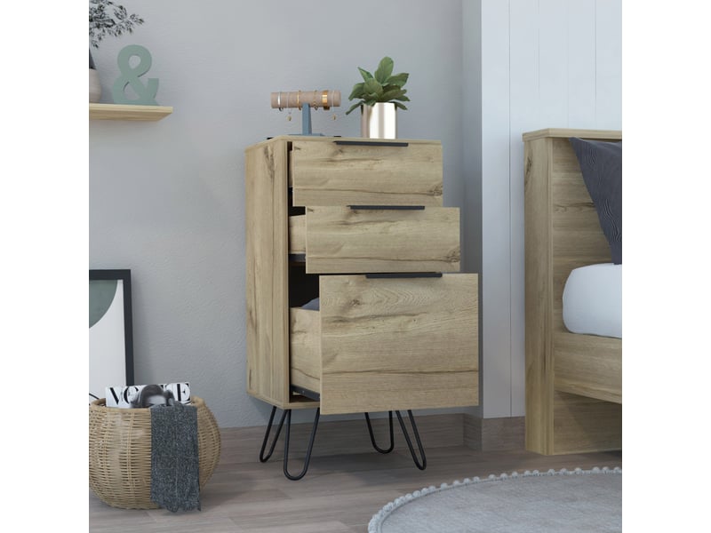  Commode augusta de 45 cm avec 3 tiroirs, chêne sable  - Conforama C