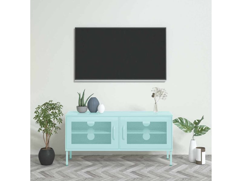  Meuble tv - banc tv - meuble de rangement vert menthe 105x35x50 cm acier  - Conforama B