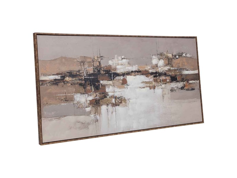  Tableau peint à la main avec cadre en bois rose 143x4x73h cm  - Conforama A