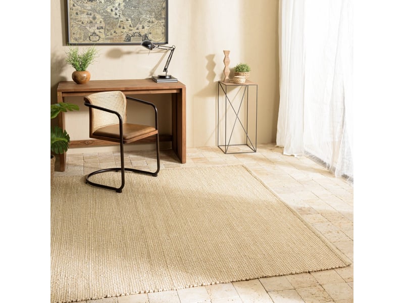  Quentin - tapis rectangulaire 300x400cm en jute et coton couleur beige  - Conforama B