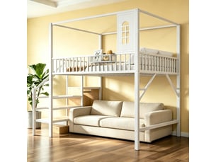 Lit mezzanine 140x200 cm <strong>DZMDIP</strong> <strong></strong> coloris blanc