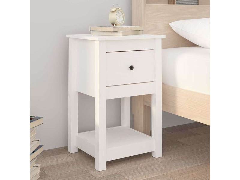 Lot de 2 tables de chevet - cabinet de chevet - table de nuit blanc 40x35x61,5 cm bois de pin massif  - Conforama B