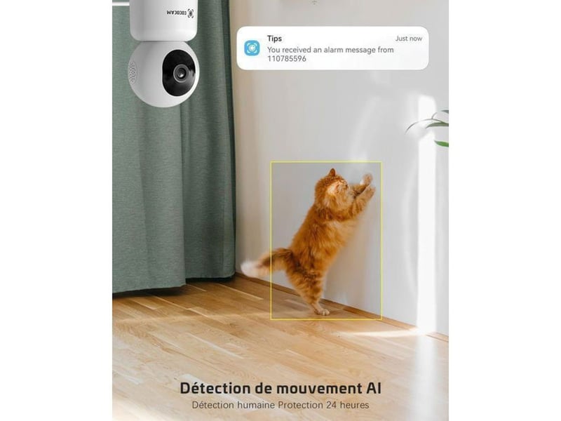 Caméra de surveillance intérieure 5mp 355° vision nocturne ir détection ia alerte humaine audio bidirectionnel wifi 149519_AAALJ42307_6_DROPFR - Conforama B